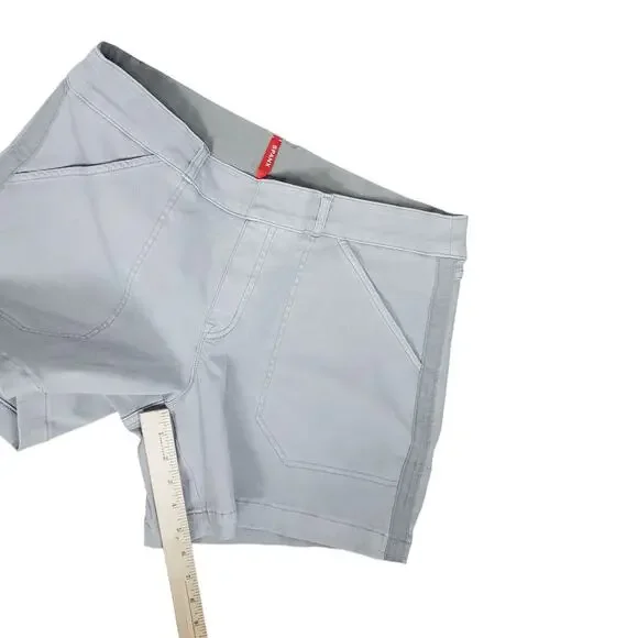 Spanx Stretch Twill Shorts Pull On 6" Womens XL Light Gray Side Stripe Casual - Picture 10 of 10